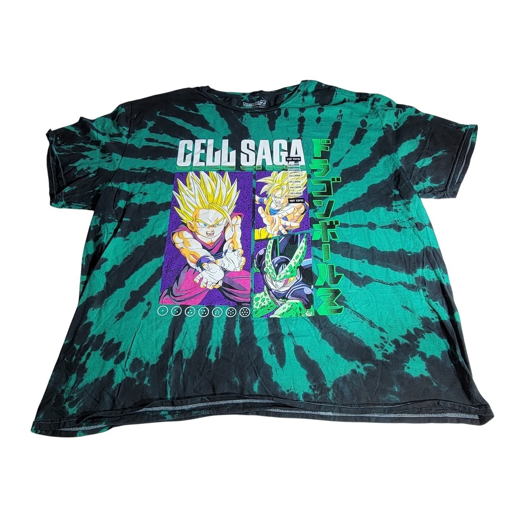 Dragon Ball Z Cell Saga Green Tie Dye Graphic T-Shirt Mens 2XL Hot Topic Gohan